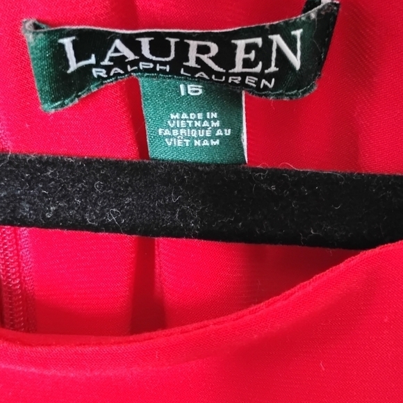 Lauren Ralph Lauren Red Cold Shoulder Cocktail Sheath Dress Size 16 Evening - Picture 7 of 8